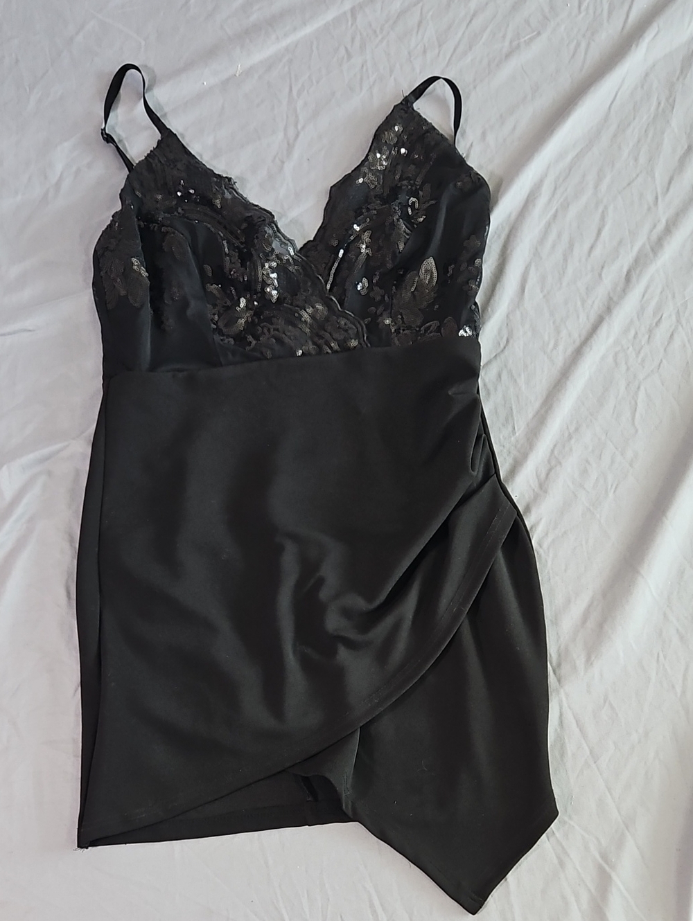 Banjul Black Lace & Sequin Mini Dress